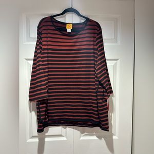 Ruby Rd 3X Striped Blouse NWT